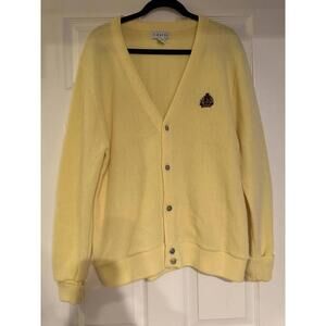 Vintage Izod Yellow V-Neck Button-Up Cardigan Sweater Size Large